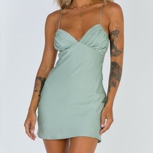 Princess Polly Jessa Mini Dress in sage (size 4)